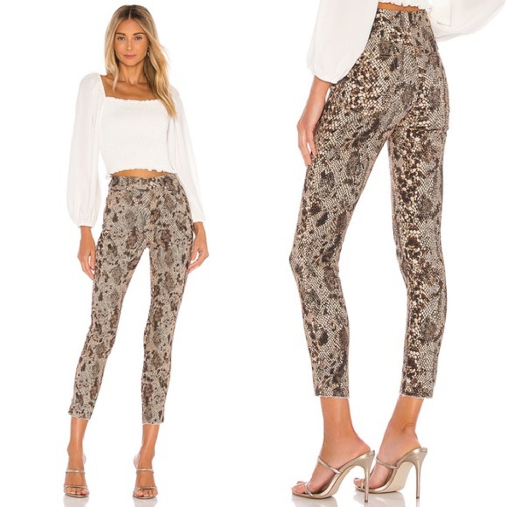 NWOT free people Black & taupe snakeskin high rise crop skinny jean